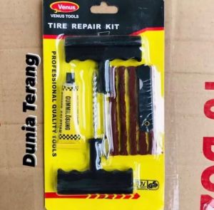 VENUS - ALAT TAMBAL BAN TUBELESS Set Lengkap Gagang Plastik PVC - Ada Kikir Karet Lem Pisau - Alat Tubles - Alat Tambal Tubles - Tire Repair Kit Plastic