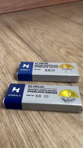 Dao trên dao dưới máy vắt sổ (HỘP/10 CÁI) KR23 KR35 STRONGH TEM VÀNG LOẠI 1 dùng cho jack sirubar pegasus bruce...