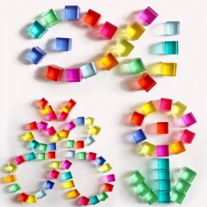 30 ชิ้นสายรุ้งคริสตัลอะคริลิคก้อนซ้อนอัญมณีบล็อก Sensory Building Blocks สําหรับเด็กการเรียนรู้สี Light Shadow ของเล่น