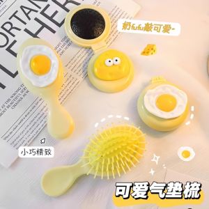 Portable Mini Airbag Comb Girls Massage Brush Compact Fluffy Comb Foldable Mirror Comb Personal Hygiene Hairbrush