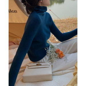 chaqi | Áo len dệt kim cổ cao ấm áp mùa thu đông màu trơn dành cho nữ Áo lót bên trong đa năng phong cách mới 2025 Áo len cardigan cổ tròn dài tay