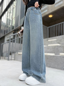 AINAO | Girls Straight Leg Jeans Thin Breathable Summer Spring Rhinestone