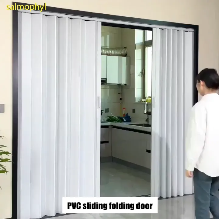 [COD]Sliding door PVC folding door indoor household partition rail door ...