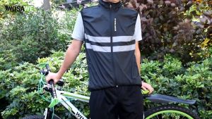 WOSAWE Men Cycling Vest Windproof Rainproof Reflective Breathable Sports Bike Sleeveless Jersey