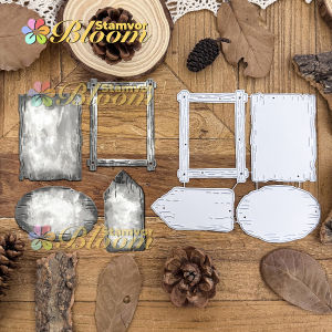 Original Retro Wooden Background Squares Oval Tag Month Words Titles Metal Cutting Dies Scrapbooking Decorative Embossing
