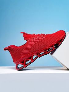 MINGTI | Giày Thể Thao Fly Knit Màu Đỏ May Mắn Dành Cho Nam Kích Cỡ Lớn Mùa Xuân và Thu
