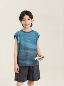 Whale Print Ombre Sleeveless T-shirt