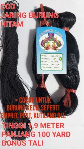 CUCI GUDANG JARING BURUNG HITAM TINGGI 19 m PANJANG 90 m BONUS TALI U BURUNG KECIL PIPITPLECI DLL