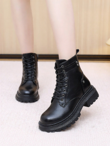 Josiny | Autumn Spring New British Style Thick Sole Laced Short Boots With Side Zipper Women Boots