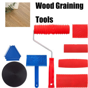 Wood Graining Tools Set Texture DIY Rubber Paint Roller Brush Pattern for Wall Room Home Yard Garden Decoration Painting Tools