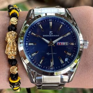 นาฬิกาข้อมือชายอัตโนมัติแบบยุ่งเหยิง สายเหล็ก นาฬิกาผู้ชายแบบลำลอง กันน้ำ ช่องว่าง นาฬิกาแฟชั่น 3030-222 ของกลาง