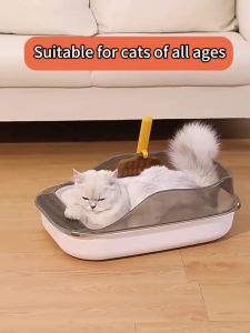 Cat Litter Box with Scoop Top Entry Extra-large Cat Toilet Deodorization Leakage Prevention Litter Box