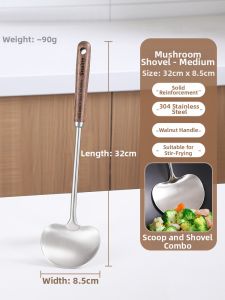 High-Quality 304 Stainless Steel Cooking Spatula Wooden Handle For Iron Pans
