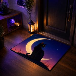 VIKAMA Gothic Style Black Cat Door Mat Anti Slip And Absorbent Carpet Indoor And Outdoor Foyer Carpet Home Decoration