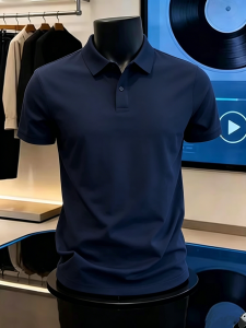 Dark Blue Stylish Mens Polo Shirt Short Sleeve
