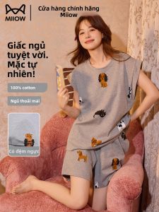 MiiOW | Đồ Ngủ Mỏng Không T Tay Cartoon Cotton Đệm Mùa Hè
