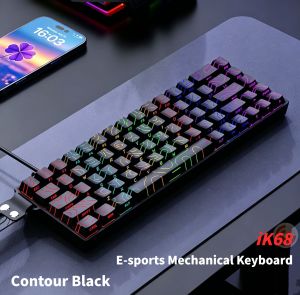 NexusClick iK68 68 Keys Hot‑Swappable Mechanical Keyboard Side‑Engraved Keycaps Type‑C Wired Gaming Keyboard Full Anti‑Ghosting