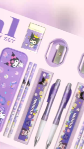 7in1 Kuromi Stationery Set Cartoon Stationery Set LABUBU Pencil Stationery Set School supplies