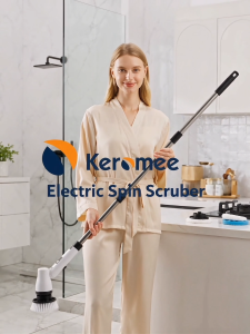 Keromee Cordless Electric Spin Scrubber Water-proof Shower Bathroom Kitchen Replaceable Cleaning Brush Tool Household Window Wall Cleaner
