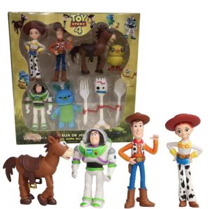 Disney | 7Pcs/Set Toy Story 4 Action Figures Toy Woody Jessie Buzz Lightyear Forky Pig Bear Figura Model Doll Figurine Boy Birthday Gift
