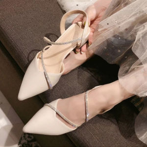 Giày Cao Gót Đế Dày Mùa Hè 2025 Phong Cách Tiên Nữ Mới Cho Nữ Giày Cao Gót Mũi Nhọn Đế PU Giày Đơn Sau Lưng Trống