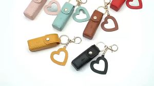 PANPIA Solid Color Portable Lipstick Bags Wallet Keychain Mini Storage Bag For Women Lipsticks Protective Cover With Mini Makeup Mirror