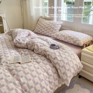 BEIPIN | Cute Cotton Double Gauze 4-Piece Bedding Set