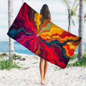 colorful radial wave Quick Drying Microfiber Beach Towel Lightweight for Swimming Camping Yoga - Bath Towel