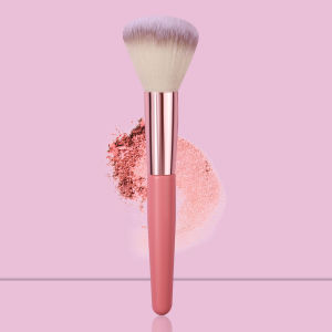 Pink wooden-handled makeup brush super soft bristle loose powder blush brush contour brush portable multi-purpose makeup tool