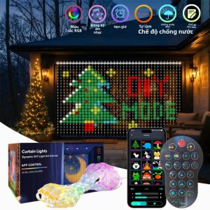 Đèn Rèm Thông Minh Tự Làm Đổi Màu Đèn Dây Thần Tiên Đồng Bộ Nhạc Dùng Trong Nhà Ngoài Trời Sân Vườn Trang Trí Giáng Sinh 12V