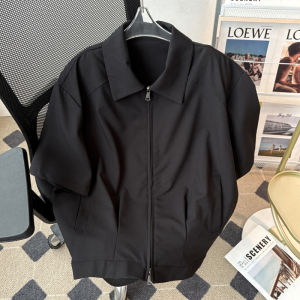 American Retro Short Sleeve Shirt Mens Summer New Loose Large Size Casual Shoulder Pad Collar Shirt Youth Fashion Casual Wear