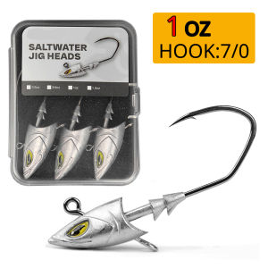 Mr.Lurion Móc Câu Cá Nước Mặn 5/10 Bộ 14g/21g/28g/42g Jigging Đầu Cá Móc Với 3D Mắt 7/0 Trọng Lượng Móc Mềm Cho Bass Cá Rô Pike