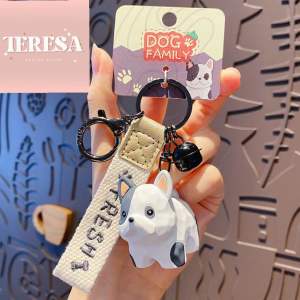 【TERESA】A107 Rantai Kunci Anjing Resin Gaya Ukiran Kayu |  Resin Standing Posture Wood Carving Dog Keychain | 树脂站姿木雕狗狗钥匙扣