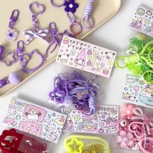 Mixed Style Metal Keychain with Lobster Clasp Colorful Keyring Spring Ring DIY Fuse Beads Bag Charm Jewelry Making Materials