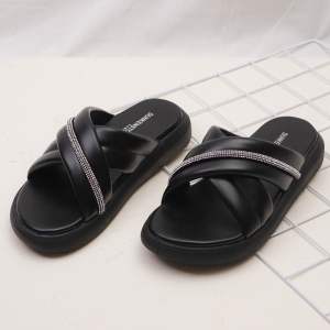 BELLEZA Dunkenstock MONIC Sandal Wanita Silang Tinggi 4cm Selop Tidak Licin Sendal Beleza Wedges Slop Birken Rumah Belezza Kekinian Premium Terbaru Shoes Mall Official Store