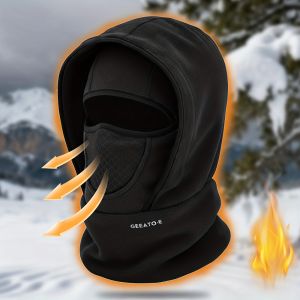 Winter Multifunctional Cold-Resistant Warm Hat Combination of Hood Neck Gaiter And Face Mask.Thick Fleece for Cold Protection
