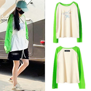 เสื้อยืดแขนยาวผู้หญิงฤดูใบไม้ผลิและฤดูร้อนหลวมบางใส่กันแดด ทรงเข้ารูป แขนยาว คอกลม ลายการ์ตูน เสื้อผ้าทำงานสไตล์เกาหลี