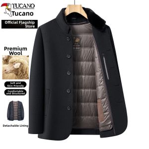 TUCANO | Wool Mens Overcoat Quilted Lining