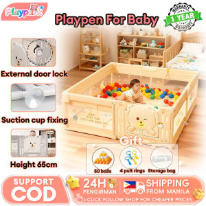 Playpen For Baby Open-Door Indoor Playpen Stainless Steel Frame Foam Padding Safety Fence for Toddlers
