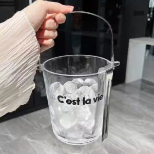 Light Luxury Glass Thickened Ice Bucket With High Aesthetic Value Household Small Ice Bucket Commercial KTV Beer Bucket With Ice Cubes Internet Celebrity