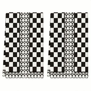 2-Pack Black and White Checkered Modern Minimalist Kitchen Towels Dish Towels Hand Towels Highly Absorbent Kitchen Decorative Towels Neighbor Gifts Sweet Housewarming Gifts for Friends Mom Gifts Friend Birthday Gifts