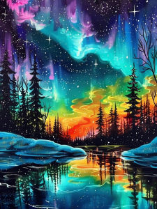 Huacan New Arrivals 2026 Diamond Painting Aurora Snowfield Forest Lake Diamond Embroidery Landscape Full Handmade Gift