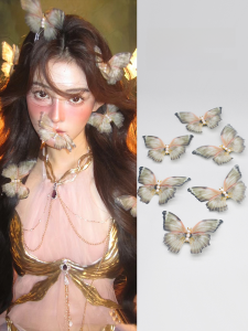 Retro Court Style Hair Clip with Delicate Butterfly and Dry Leaf Design for Side Bun Hairstyle Fashionable Photography Hair Accessory