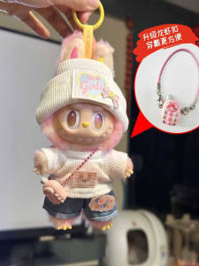 Adorable Pink Replacement Labubu Clothes Front High Energy Vinyl Cloth Doll Outfit Trendy Collectible Toy Clothing