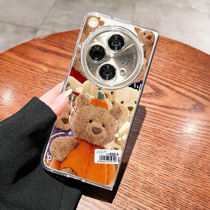 Jellycat Barcelona Bear Design Transparent Full Cover Anti-Fall Creative Cute Cartoon Phone Case for OPPO Find N3/N3 Collector's Edition