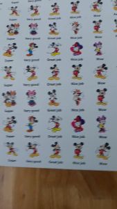 Sticker khen chữ Tiếng anh CHUỘT MICKEY - Combo 40k 5 tờ A4 x 129 sticker