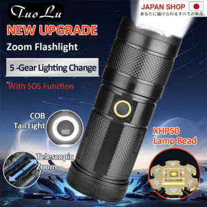NEW Flashlight Rechargeable Flashlights Heavy Duty Japan Super Light Military Waterproof Original Long-range Zoom Tactical Flashlight with SOS Function Long Battery Life Handheld 5 Modes Built-in Battery Torch Home Outdoor Camping Fishing Work Light