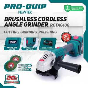 Gerinda Baterai 4 Inch 20V Brushless / Mesin Gerinda Baterai  4 Inch / Gerinda Cordless 4 Inch 20V PRO-QUIP RCTAG100