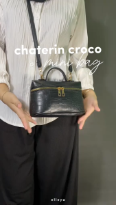 Tas Selempang Fashion Wanita Motif Croco Glossy hitam slingbag wanit shoulderbag wanita