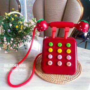BB-STORE ☎️ โทรศัพท์ไม้ Mother Garden สตอเบอรี่ ชมพู แดง กดปุ่มได้ 🍓เล่นไม้ ของเล่นเสริมพัฒนาการ บทบาทสมมติ